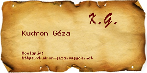 Kudron Géza névjegykártya